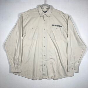 Harley Davidson Shirt Button Up Embroidery Logo Long Sleeve size XL Motorcycles